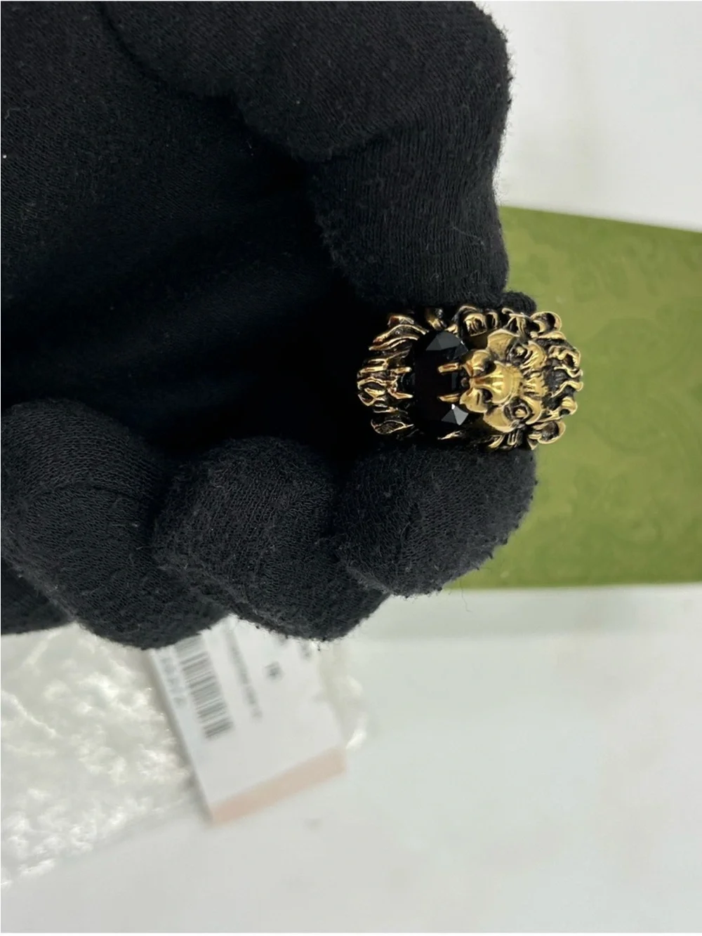 Unisex Gucci Lionhead ring in antique gold finish size 5, made in Italy